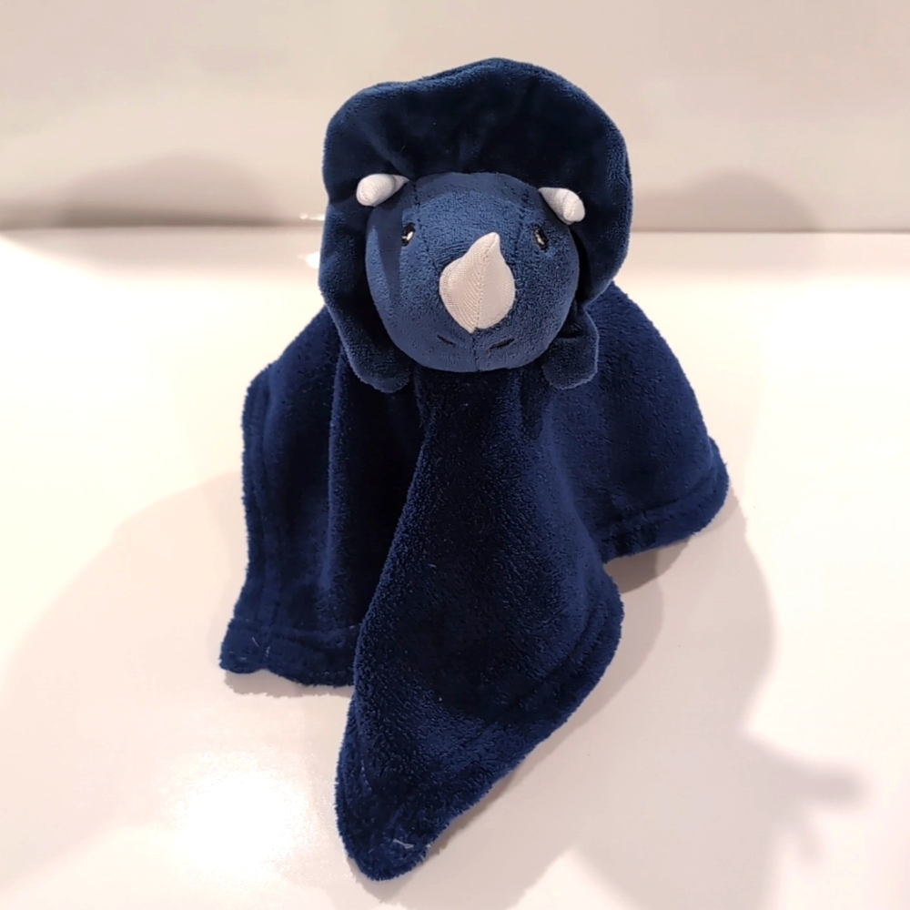 Lila & Jack Triceratops Dinosaur Navy Blue Security Blanket Lovey
